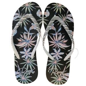 Roxy Women Portofino II Flip Flop Thong Sandals Size US 7 White Black Striped